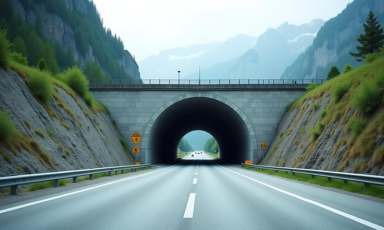 Einfahrt in den Gotthard-Tunnel auf der A2